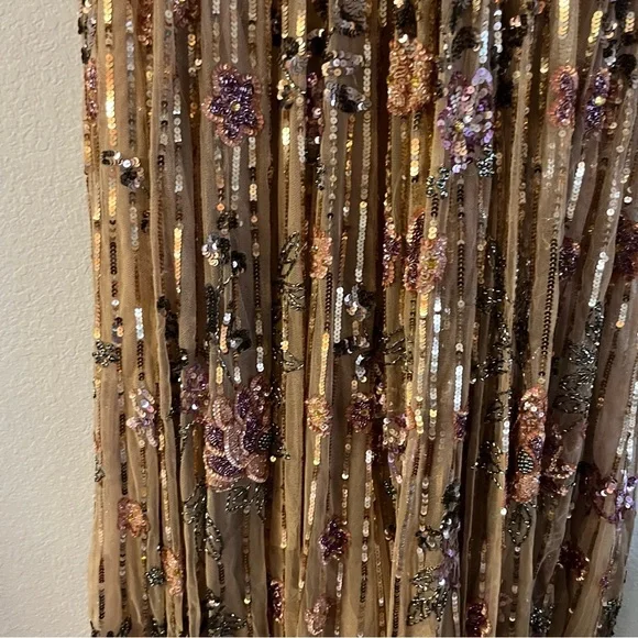 Mac Duggal Floral Sequins Flounce Sleeve V Neck Gown Copper 5637 NWT - Picture 6 of 9